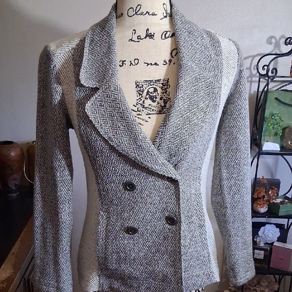 Anthropologie Saturday Sunday Women's Black and White Marled Blazer Jacket XXSP